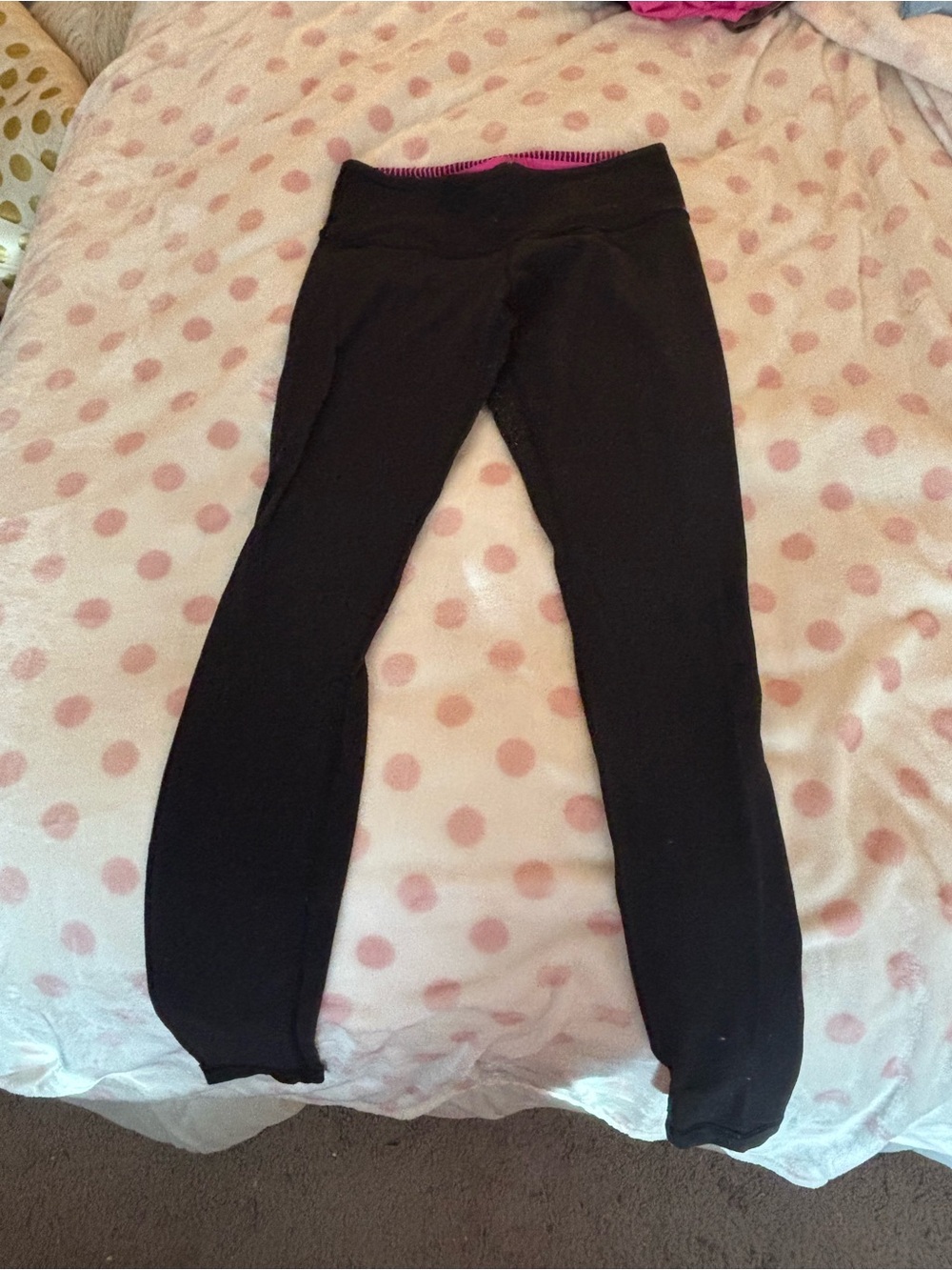 lululemon athletica Black Leggings with Pink Waistband